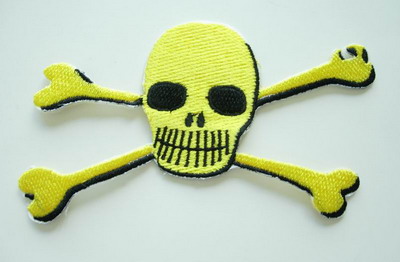 PC24 Rock Skull Crossbones Embroidery Patch Applique Yellow