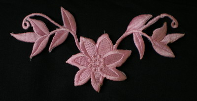 PT101 Pink Curl Flower Embroidery Patch Iron On Applique 2pcs