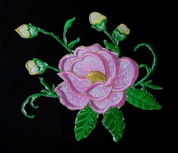 PT121 Pink Trim Flowers Embroidery Patch Applique - Click Image to Close