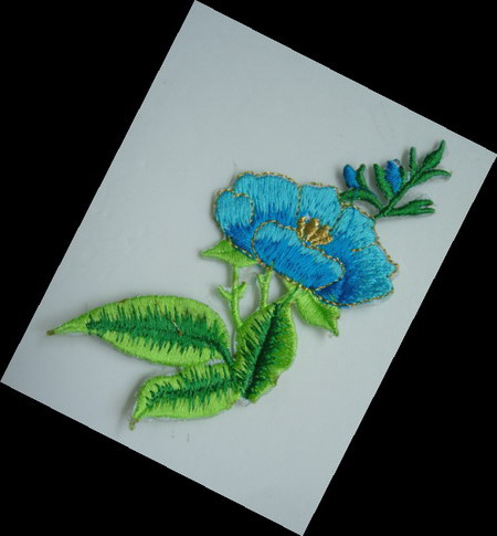 PT145 Trim Flower Embroidery Patch Applique Iron On Aqua x4