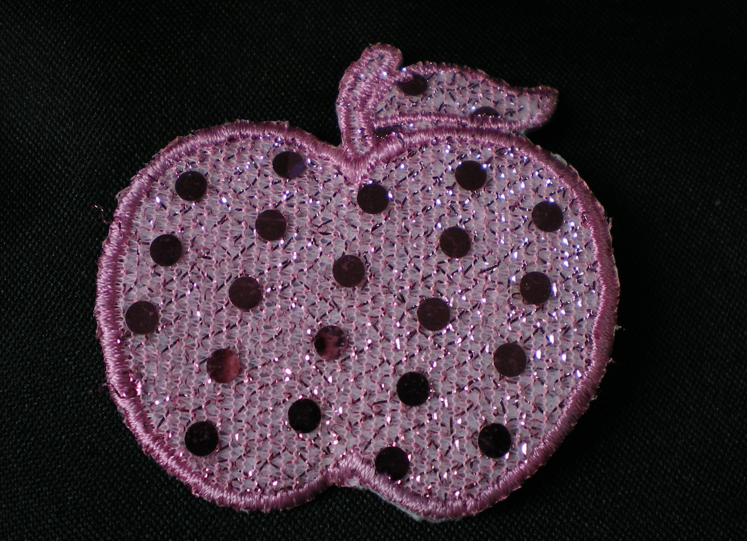 PT81 Embroidery Sequin Patch Applique Pink Apple x4