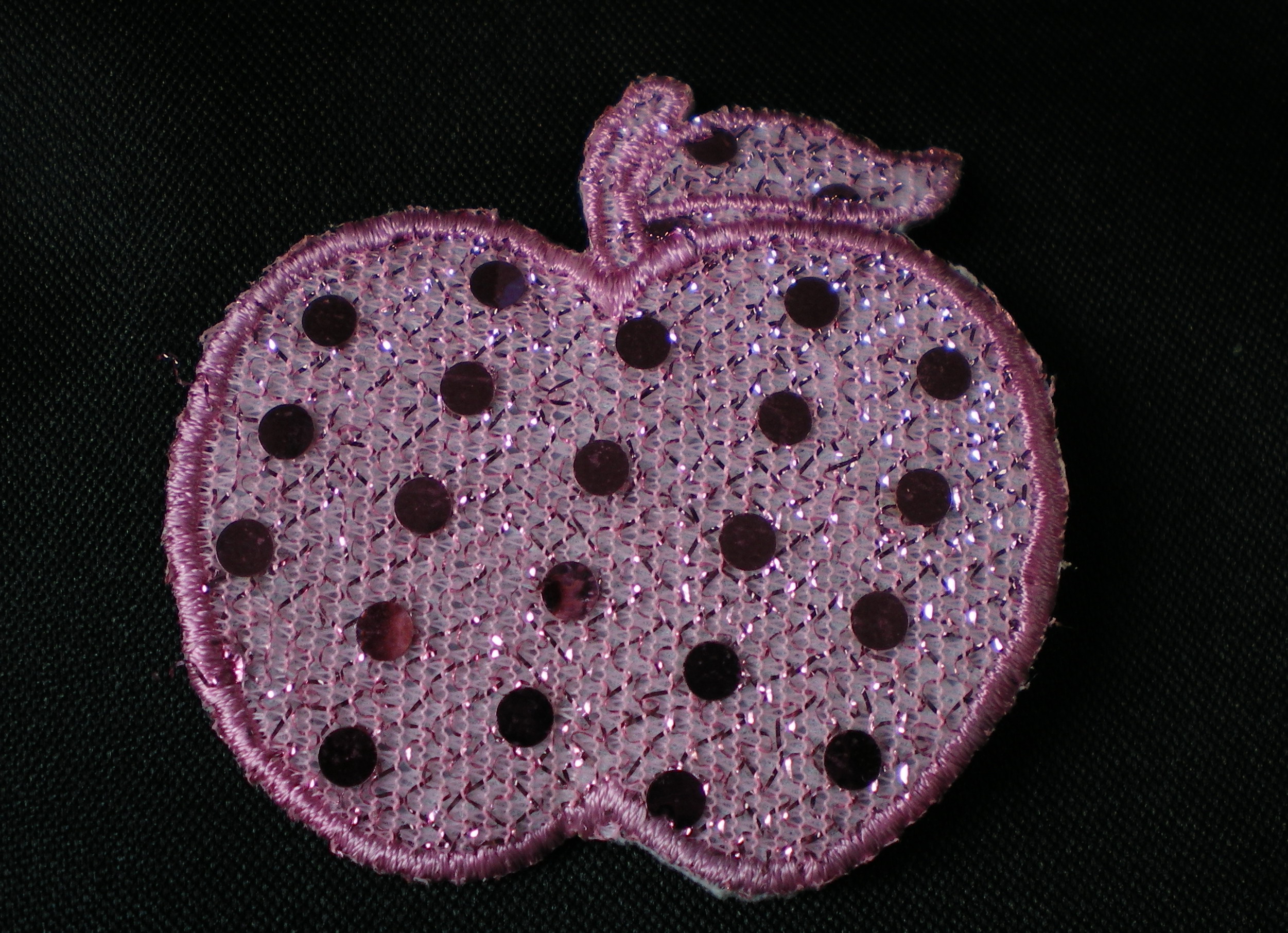 PT81 Embroidery Sequin Patch Applique Pink Apple x4 - Click Image to Close