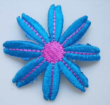 PT83 Blue Petals Flower Embroidery Patch Applique 4pcs