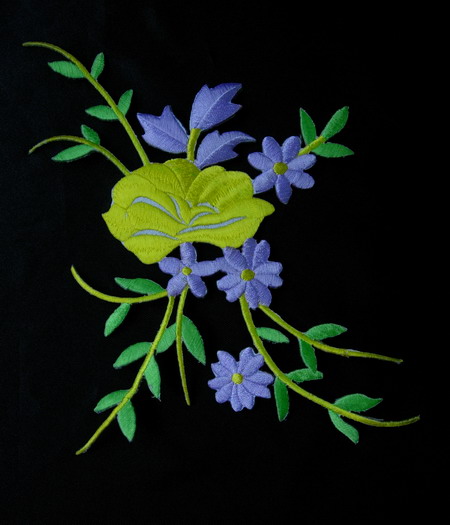 PT98-3 Yellow Lavender Floral Embroidery Patch Iron On Applique