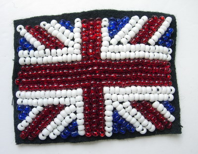 PA11 UK England Flag Beaded Applique Motif For Pocket/Cap/Bag