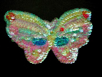 AN05-2 Sequin Bead Applique Rainbow Butterfly Motif - Click Image to Close