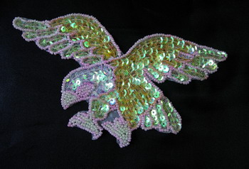 AN09 Sequin Bead Applique Rainbow Eagle