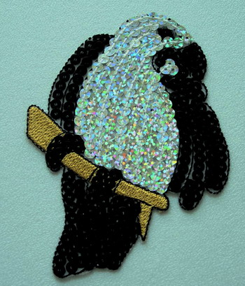 AN49 Hologram Sequin Applique Motif Parrot