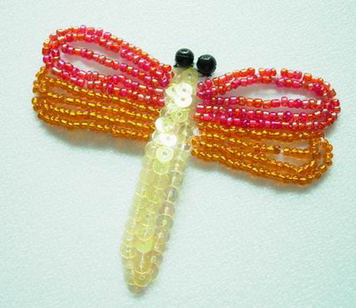 AN59 Shiny Dragonfly Sequin Bead Applique Motif 2pcs