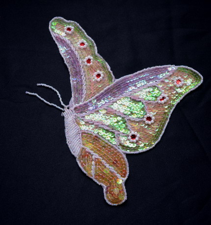 AN69 Multicolor Large Butterfly Sequin Beaded Applique Motif