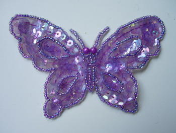 AN81 Butterfly Sequin Bead Applique Motif Lavender AB 4pcs AN81 Butterfly Sequin Bead Applique Motif Lavender AB 4pcs