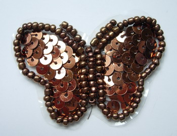 AN82 Butterfly Sequin Bead Applique Motif Brown 4pcs AN82 Butterfly Sequin Bead Applique Motif Brown 4pcs