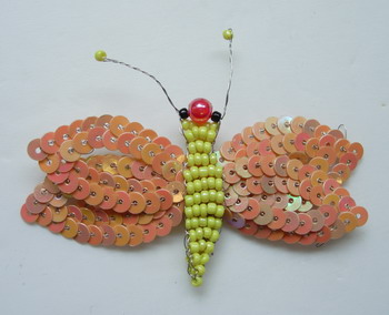 AN85 Little Dragonfly Sequin Bead Applique Motif Brooch - Click Image to Close