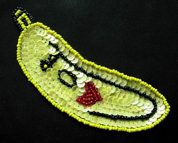 TF15 Sequin Bead Applique Motif Yellow Banana - Click Image to Close