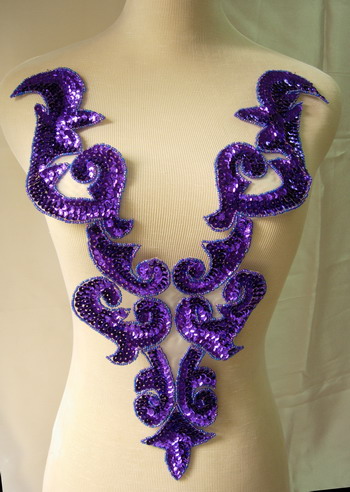 BD03-5 Large Purple Bodice Sequined Beaded Applique BD03-5 Large Purple Bodice Sequined Beaded Applique