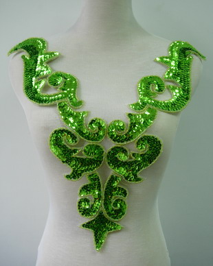 BD03-8 Large Lime Bodice Sequined Beaded Applique Belly Dance BD03-8 Large Lime Bodice Sequined Beaded Applique Belly Dance