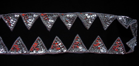 BN06-2 Silver Triangle Sequin Bead Applique Motif Banding 1yd BN06-2 Silver Triangle Sequin Bead Applique Motif Banding 1yd