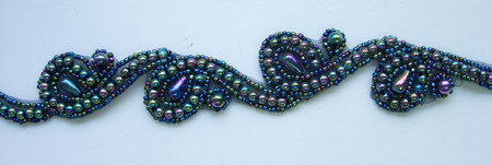 BN10-4 Black Iris Bead Applique Motif Banding Trimming Lace 39" BN10-4 Black Iris Bead Applique Motif Banding Trimming Lace 39"