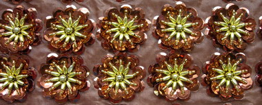 BN20-9 Brown Flowers Sequin Bead Applique Banding 10pcs