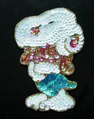 CT20 Sequin Beaded Applique Motif Lovely dog - Click Image to Close