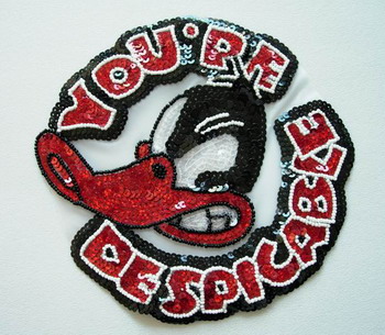 CT22 Sequined Beaded Applique Daffy Duck Sew On Motif