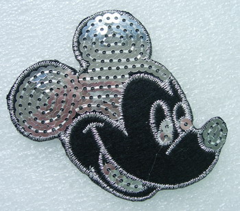 CT26 Embroidery Sequins Applique Patch Mickey Face Shirt Cap - Click Image to Close