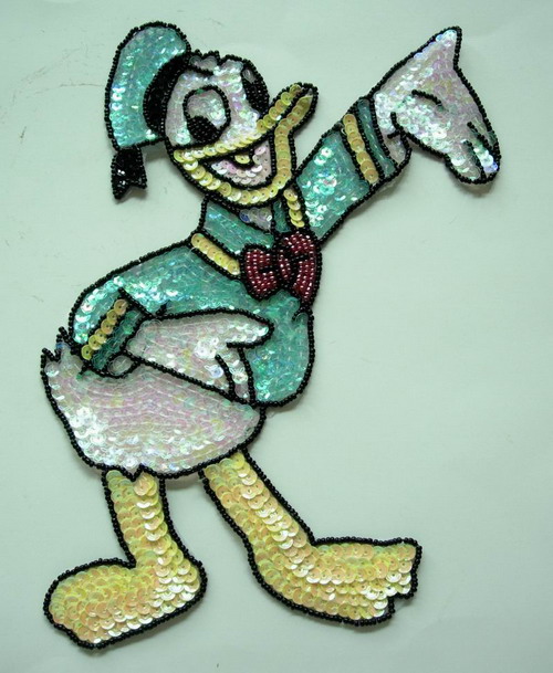 CT03 Sequin Bead Applique Motif ~Duck~ Sew On Shirt Tee Jacket