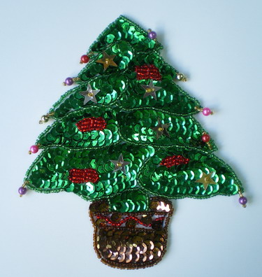XM02 Sequin Applique Bead Motif Christmas Tree XM02 Sequin Applique Bead Motif Christmas Tree