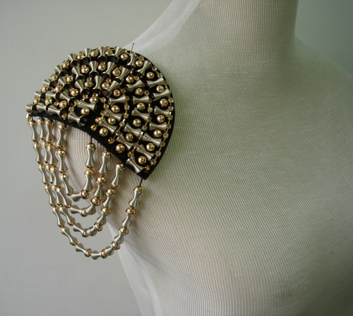 EP65 Fringed Chains Spike Studs Punk Rock Goth Epaulet Shoulder