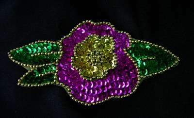 FW194 Colorful Rese Flower Sequin Bead Applique