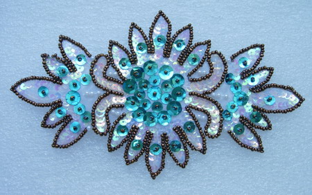 FW210-6 Floral Flower Sequin Bead Applique Multicolor