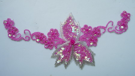 FW89-4 Gorgeous Floral Sequin Bead Bugle Applique Fuchsia AB FW89-4 Gorgeous Floral Sequin Bead Bugle Applique Fuchsia AB