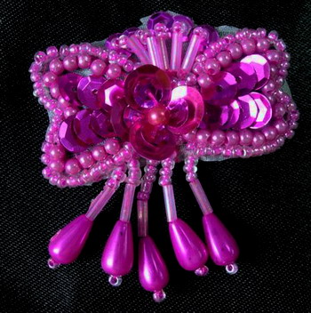 FW93 Tear Drop Flower Sequin Bead Bugle Applique Fuchsia 10pcs FW93 Tear Drop Flower Sequin Bead Bugle Applique Fuchsia 10pcs
