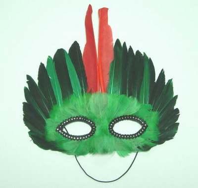 MS03 Green Black Feather Mask Festival Party Mask