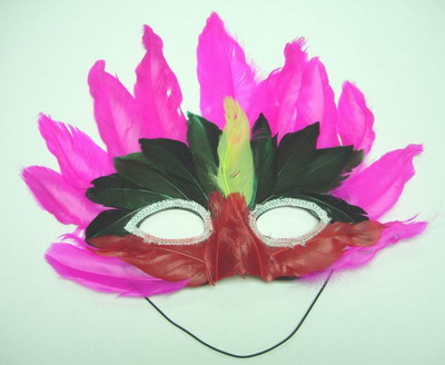 MS06 Fuchsia Feather Mask Festival Party Mask