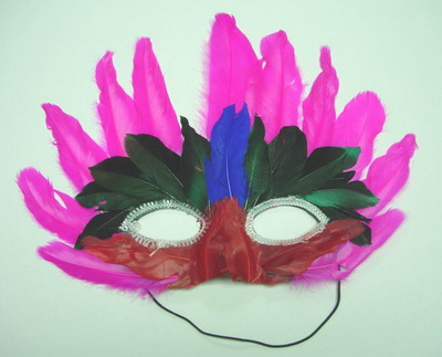 MS07 Fuchsia Feather Mask Festival Party Mask
