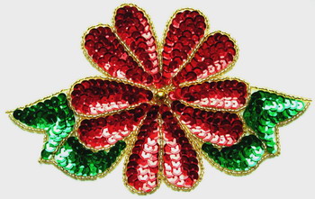 FW62 Festive Flowers Sequin Bead Applique Motif