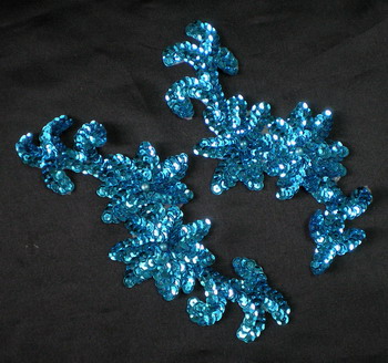 LR77-1 LR Pair Sequin Bead Applique Aqua Blue - Click Image to Close