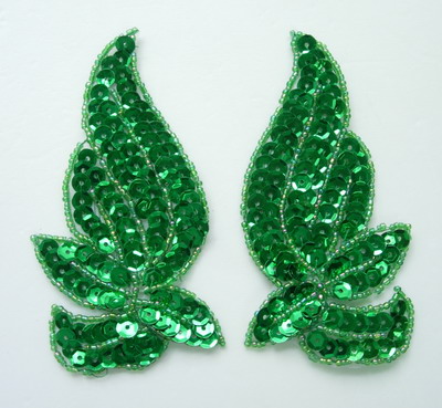 LR120-8 Mirror Pair Sequin Bead Applique Motif Black Iris [LR120-8