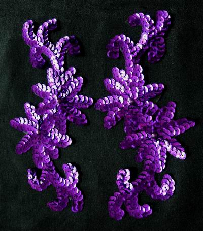 LR79 LR Pair Sequin Bead Applique Purple