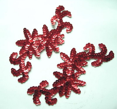 LR80 LR Pair Sequin Bead Applique Red