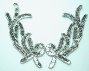 LR02 Left & Right Sequin Bead Applique Silver