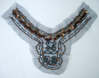 NK160 Trendy Gems Beads Sequins Net Collar Applique