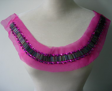 NK194 Round Collar Bugle Beaded Sequins Applique Jewelry