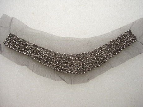 NK352 Antique Silver Beaded Bugle Tulle Applique Collar Neckline NK352 Antique Silver Beaded Bugle Tulle Applique Collar Neckline