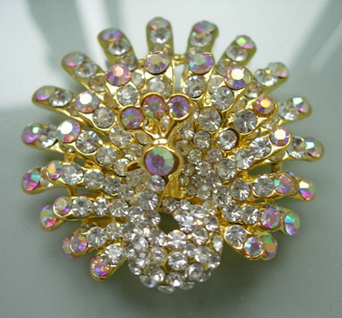 JW05 Elegant Rhinestone Crystal Peacock Brooch Pin - Click Image to Close