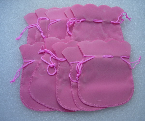 JW10 Velvet Jewelry Gift Bag Pouch Pink 10pcs - Click Image to Close