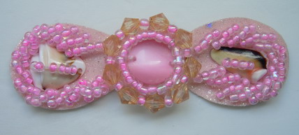 SB121 Bow Style Cateye Stone Beaded Jewelry Applique Jewel Pink