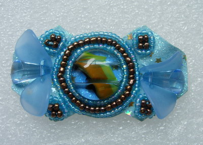 SB166 Cat Eye Gem Rhinestones Beaded Motif Jewelry Blue