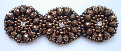 SB183 Cycles Rhineshones Beaded Jewelry Applique Brown